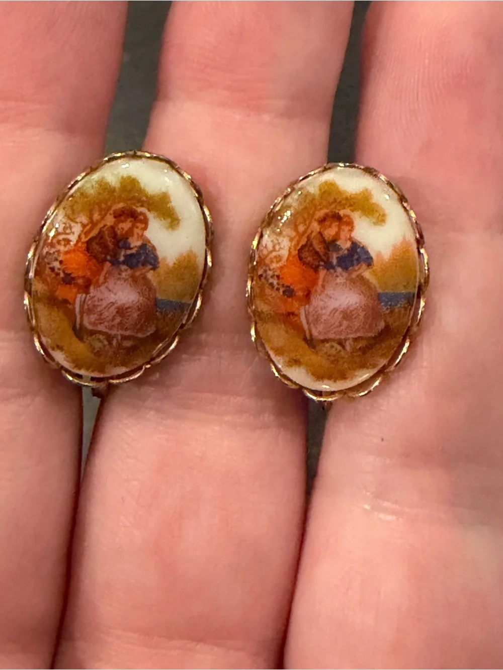 French Courting Couple Portrait Earrings
